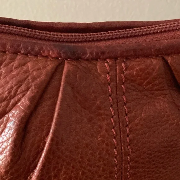 Vintage Fossil Coral Red Leather Chain Mini Crossbody Bag/Purse - Picture 7 of 14